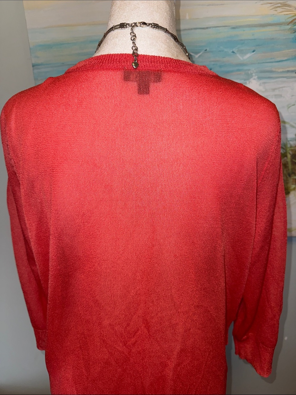 Talbots Red Ruffle-Front Knit Cardigan - Picture 4 of 5